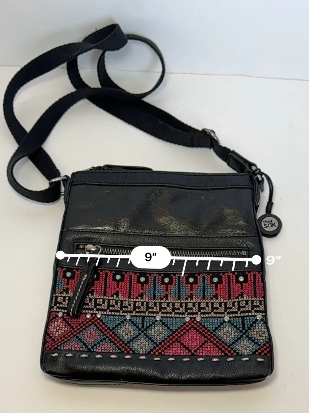 The Sak Pax Embroidered Leather Crossbody Bag Boho Studded